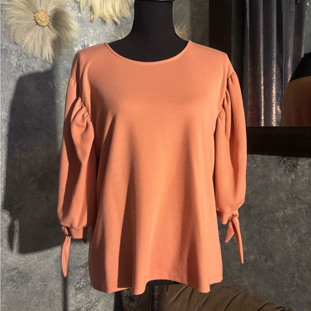 June & Hudson Coral Blouse with Tie Sleeves
